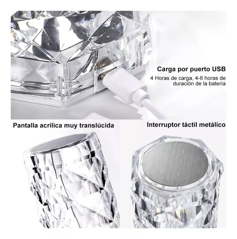 Comprar Lampara De Mesa De Cristal Colores Tacti en Electroshopy - Ángulo 3